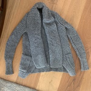 J. Crew 100% cotton rib knit heavy open cardigan sweater gray